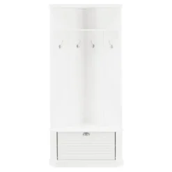 Entryway Furniture-Kirkland's Home Wood Drop Door Corner Hall Tree White