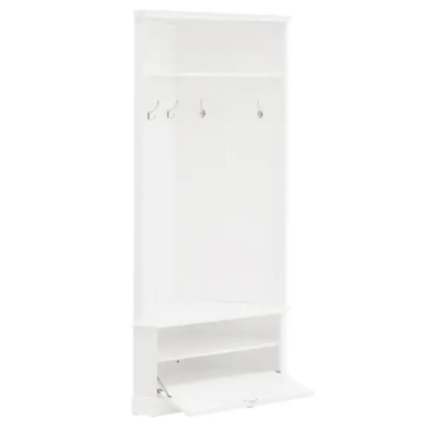 Entryway Furniture-Kirkland's Home Wood Drop Door Corner Hall Tree White
