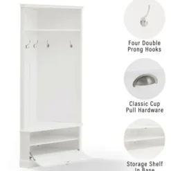 Entryway Furniture-Kirkland's Home Wood Drop Door Corner Hall Tree White