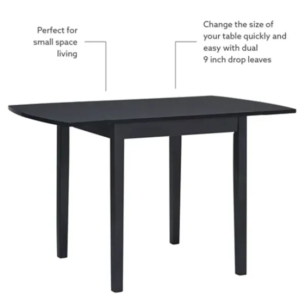 Dining Tables-Kirkland's Home Wood Drop Leaf Dining Table Black