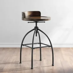 Bar Stools & Counter Height Stools-Kirkland's Home Wood Edgar Industrial Adjustable Stool Brown