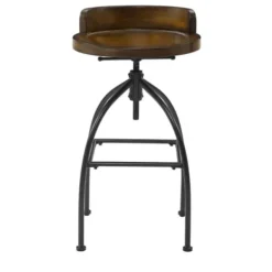 Bar Stools & Counter Height Stools-Kirkland's Home Wood Edgar Industrial Adjustable Stool Brown