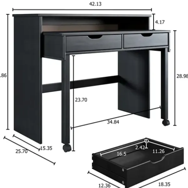 Office Furniture-Kirkland's Home Wood Extendable Desk Black