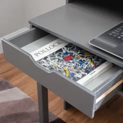 Office Furniture-Kirkland's Home Wood Extendable Desk Gray