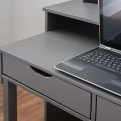 Office Furniture-Kirkland's Home Wood Extendable Desk Gray