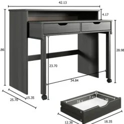 Office Furniture-Kirkland's Home Wood Extendable Desk Gray