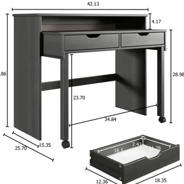 Office Furniture-Kirkland's Home Wood Extendable Desk Gray