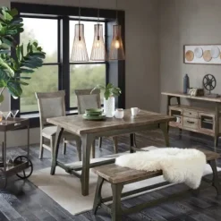 Dining Tables-Kirkland's Home Wood Extendable Dining Table Gray