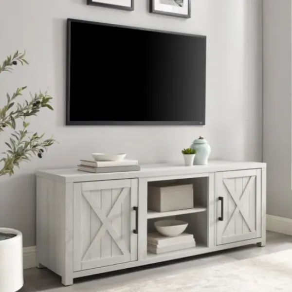 Tv Stands & Media Consoles-Kirkland's Home Wood Farmhouse Media Cabinet White