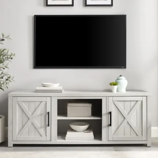 Tv Stands & Media Consoles-Kirkland's Home Wood Farmhouse Media Cabinet White