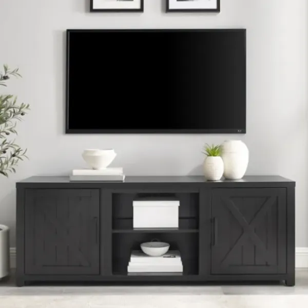 Tv Stands & Media Consoles-Kirkland's Home Wood Farmhouse Media Cabinet Black