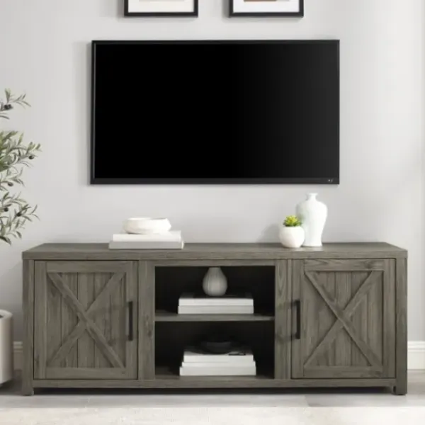 Tv Stands & Media Consoles-Kirkland's Home Wood Farmhouse Media Cabinet Gray
