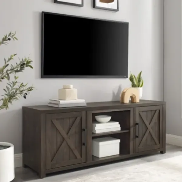Tv Stands & Media Consoles-Kirkland's Home Wood Farmhouse Media Cabinet Brown
