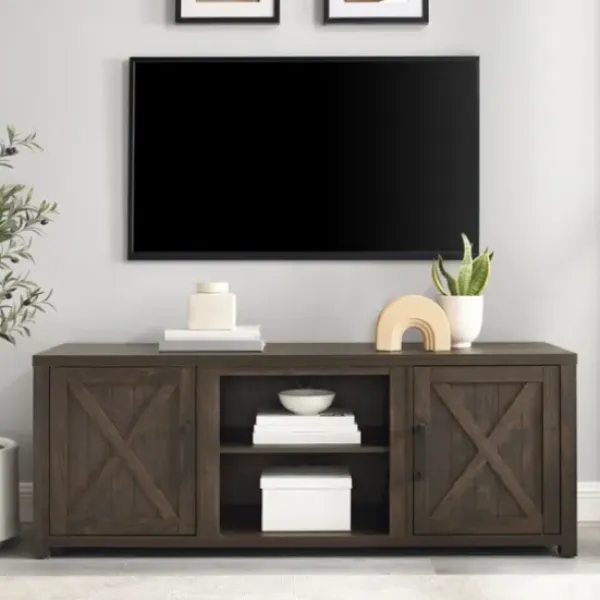 Tv Stands & Media Consoles-Kirkland's Home Wood Farmhouse Media Cabinet Brown