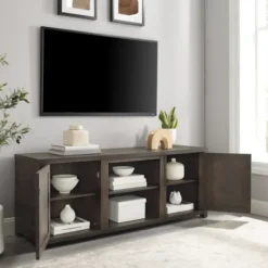 Tv Stands & Media Consoles-Kirkland's Home Wood Farmhouse Media Cabinet Brown