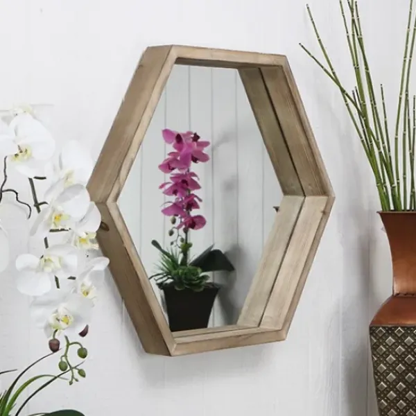 Decorative Mirrors-Kirkland's Home Wood Frame Hexagon Wall Mirror