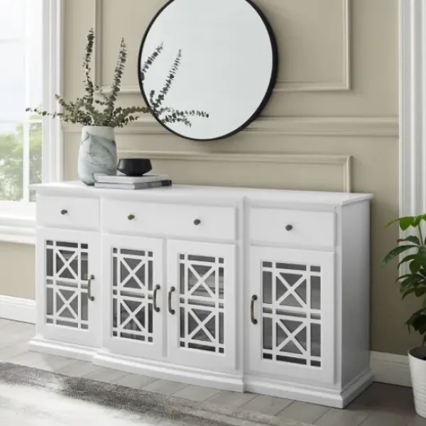 Cabinets & Sideboards-Kirkland's Home Wood Fretwork Sideboard White