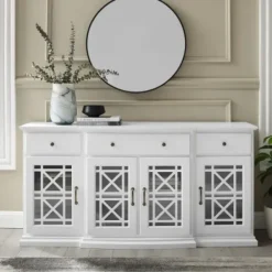Cabinets & Sideboards-Kirkland's Home Wood Fretwork Sideboard White