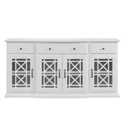 Cabinets & Sideboards-Kirkland's Home Wood Fretwork Sideboard White