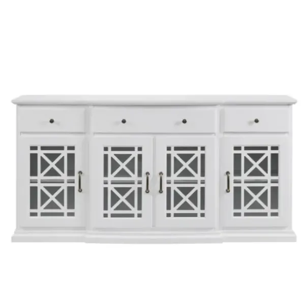 Cabinets & Sideboards-Kirkland's Home Wood Fretwork Sideboard White