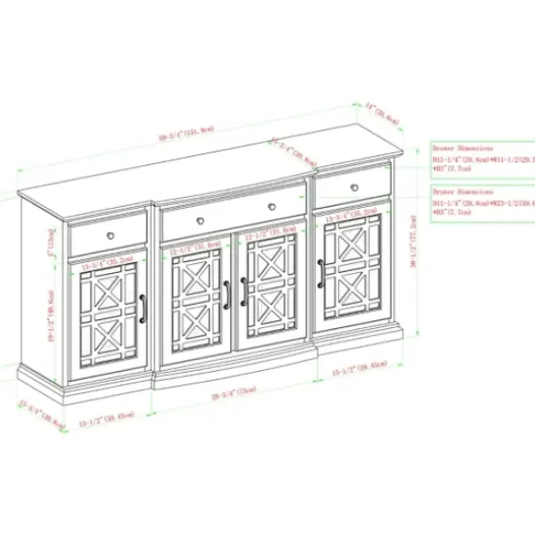 Cabinets & Sideboards-Kirkland's Home Wood Fretwork Sideboard White