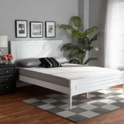 Beds & Headboards-Kirkland's Home Wood Full Platform Bed Frame White