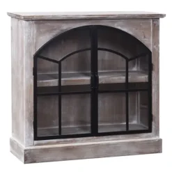Cabinets & Sideboards-Kirkland's Home Wood Glass Arched Doors Cabinet Gray