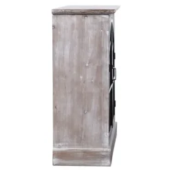 Cabinets & Sideboards-Kirkland's Home Wood Glass Arched Doors Cabinet Gray