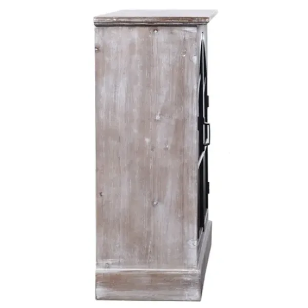 Cabinets & Sideboards-Kirkland's Home Wood Glass Arched Doors Cabinet Gray