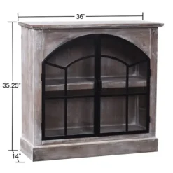 Cabinets & Sideboards-Kirkland's Home Wood Glass Arched Doors Cabinet Gray