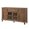 Cabinets & Sideboards-Kirkland's Home Wood Glass Door Sideboard Cabinet Brown