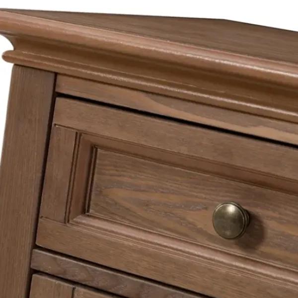 Cabinets & Sideboards-Kirkland's Home Wood Glass Door Sideboard Cabinet Brown