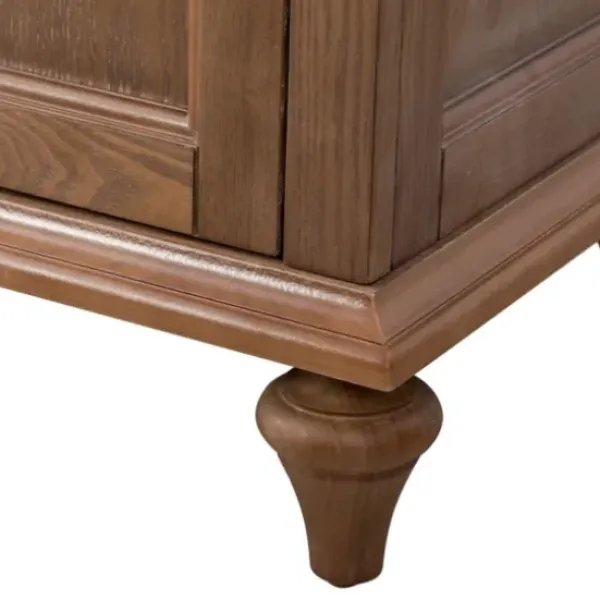 Cabinets & Sideboards-Kirkland's Home Wood Glass Door Sideboard Cabinet Brown
