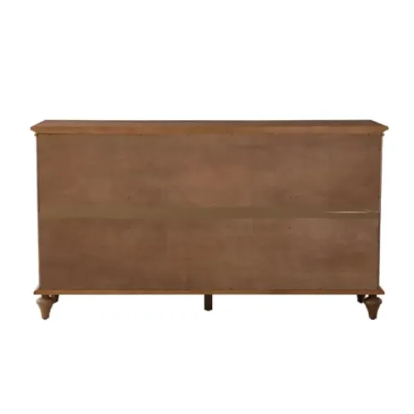 Cabinets & Sideboards-Kirkland's Home Wood Glass Door Sideboard Cabinet Brown