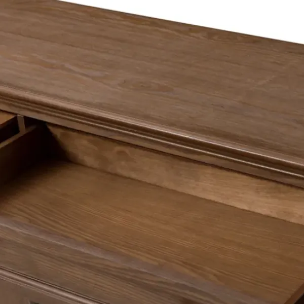 Cabinets & Sideboards-Kirkland's Home Wood Glass Door Sideboard Cabinet Brown