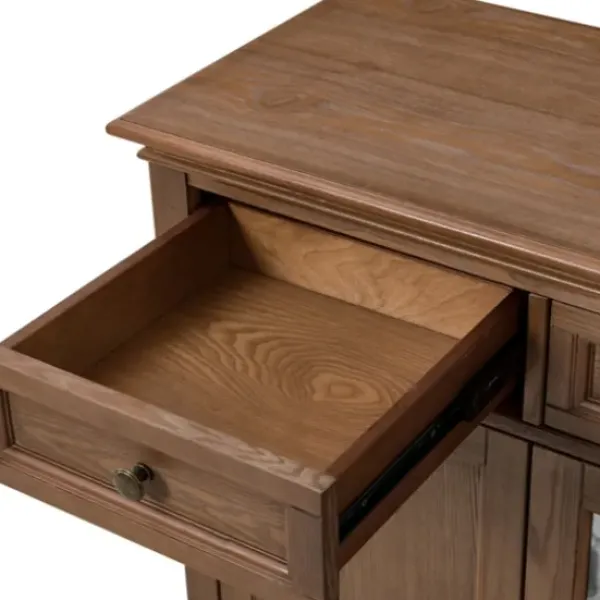 Cabinets & Sideboards-Kirkland's Home Wood Glass Door Sideboard Cabinet Brown