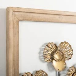 Wall Plaques-Kirkland's Home Wood Gold Metal Flowers Ii Wall Plaque Gold/Tan
