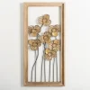 Wall Plaques-Kirkland's Home Wood Gold Metal Flowers I Wall Plaque Gold/Tan
