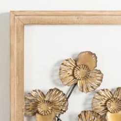 Wall Plaques-Kirkland's Home Wood Gold Metal Flowers I Wall Plaque Gold/Tan