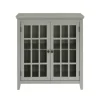 Cabinets & Sideboards-Kirkland's Home Wood Grid 2-Door Accent Cabinet Gray