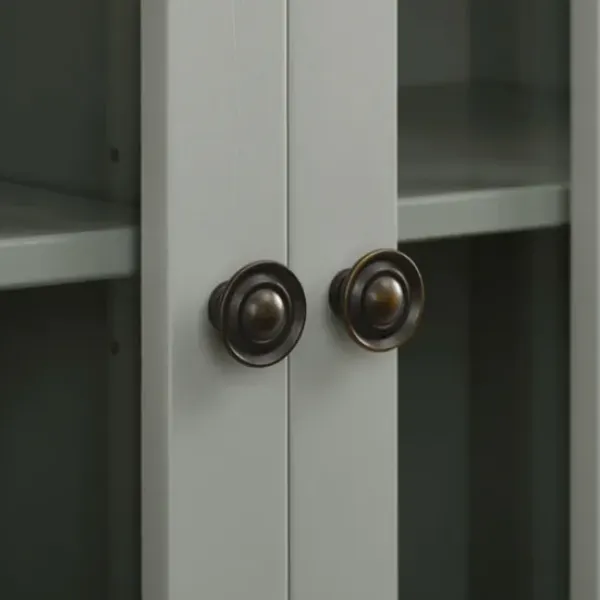 Cabinets & Sideboards-Kirkland's Home Wood Grid 2-Door Accent Cabinet Gray