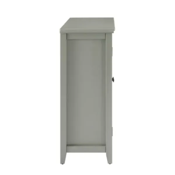 Cabinets & Sideboards-Kirkland's Home Wood Grid 2-Door Accent Cabinet Gray