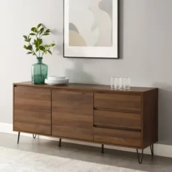 Tv Stands & Media Consoles-Kirkland's Home Wood Hairpin Legs Media Cabinet Brown