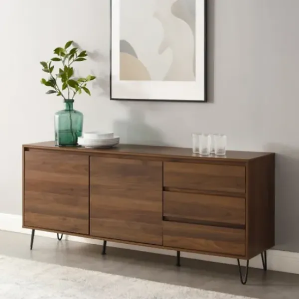 Tv Stands & Media Consoles-Kirkland's Home Wood Hairpin Legs Media Cabinet Brown