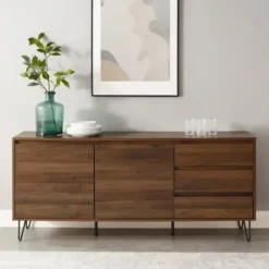 Tv Stands & Media Consoles-Kirkland's Home Wood Hairpin Legs Media Cabinet Brown