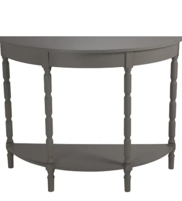 Console Tables-Kirkland's Home Wood Half Moon Console Table Gray