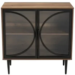 Cabinets & Sideboards-Kirkland's Home Wood Half Moon Doors Cabinet Brown