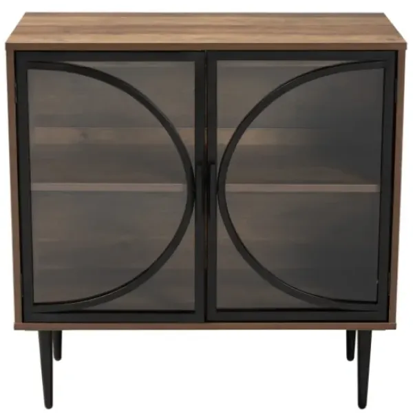 Cabinets & Sideboards-Kirkland's Home Wood Half Moon Doors Cabinet Brown