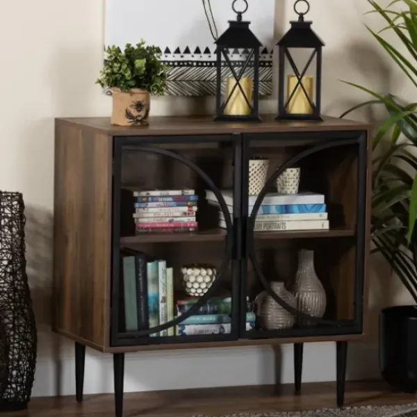 Cabinets & Sideboards-Kirkland's Home Wood Half Moon Doors Cabinet Brown