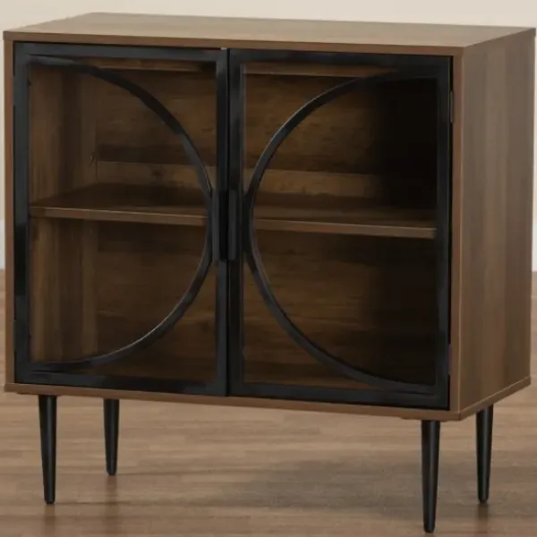 Cabinets & Sideboards-Kirkland's Home Wood Half Moon Doors Cabinet Brown